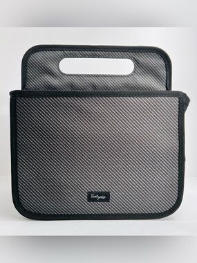 Thirty-One Fold N File Organizer Gray Black Portable Storage Tote Caddy